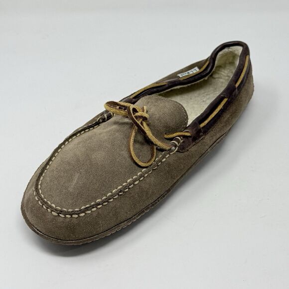 LL Bean Slippers Mens 12 M Brown Suede Shearling Lined Comfort Indoor Outdoor main image 12
